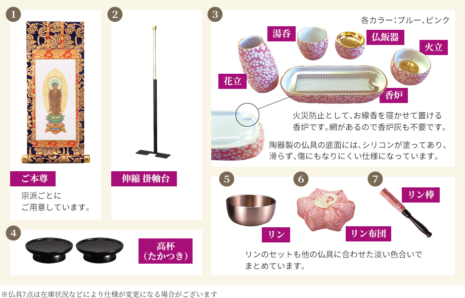すぐに使える仏具7点セット付き